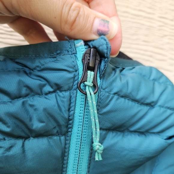 Eddie Bauer teal stormdown 800 mid-length down hooded lightweight coat XS - Picture 6 of 13